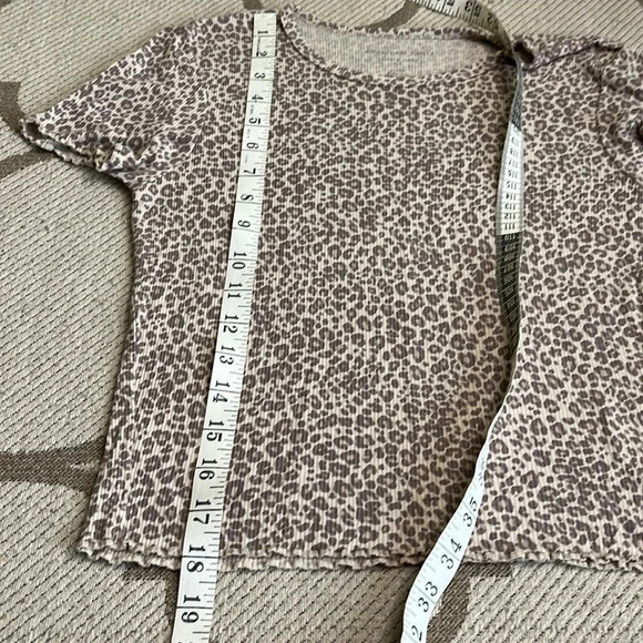 American Eagle Outfitters Soft & Sexy Rib Cheetah Print Ruffled trim Top - Picture 8 of 8